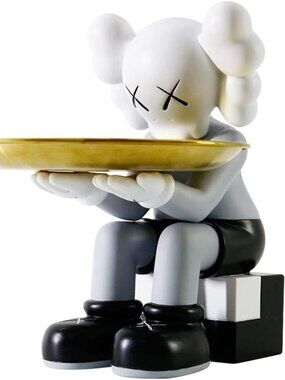 Handmade Hand Painted Grey Kaws Style Plate Holder For Room